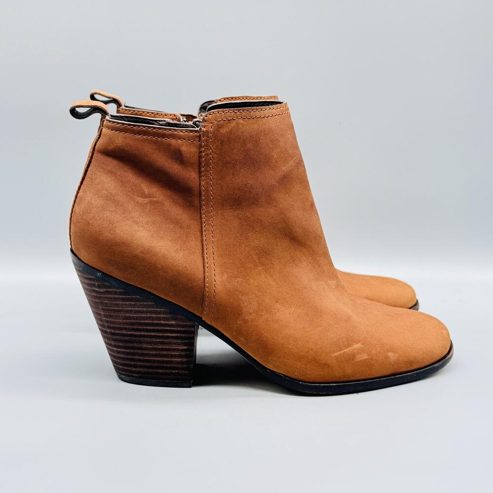 Cole Haan Boots Womens 11 Brown Suede Ankle Booties Grand OS Block Heel Side Zip
